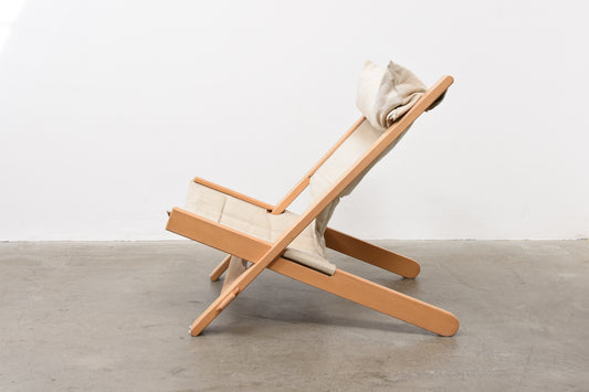 1970s beech + canvas lounger