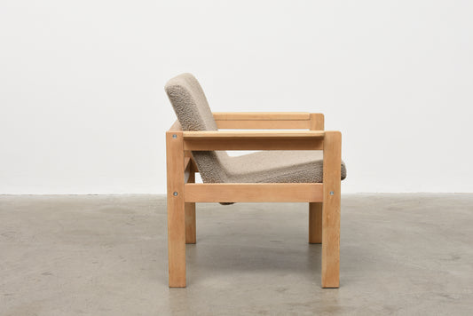 1960s Swedish oak lounger in bouclé