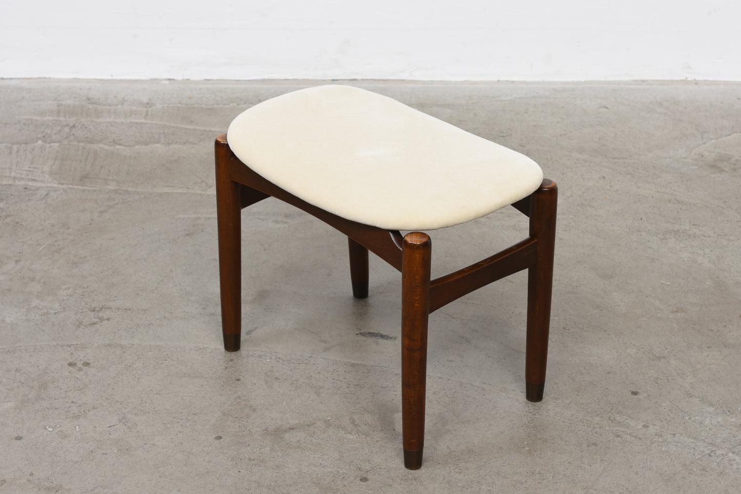 Oak + velvet stool