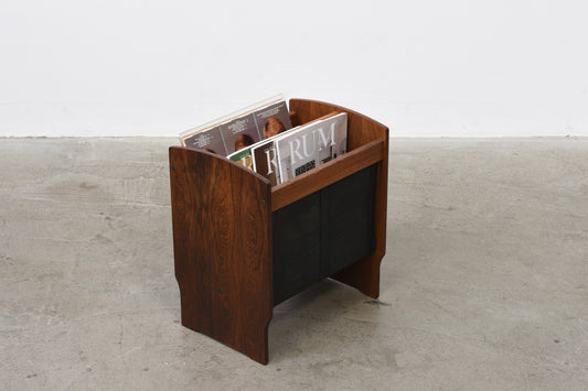 Rosewood + leather magazine/vinyl stand