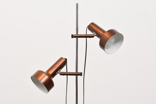 1960s bronze twin-headed floor lamp