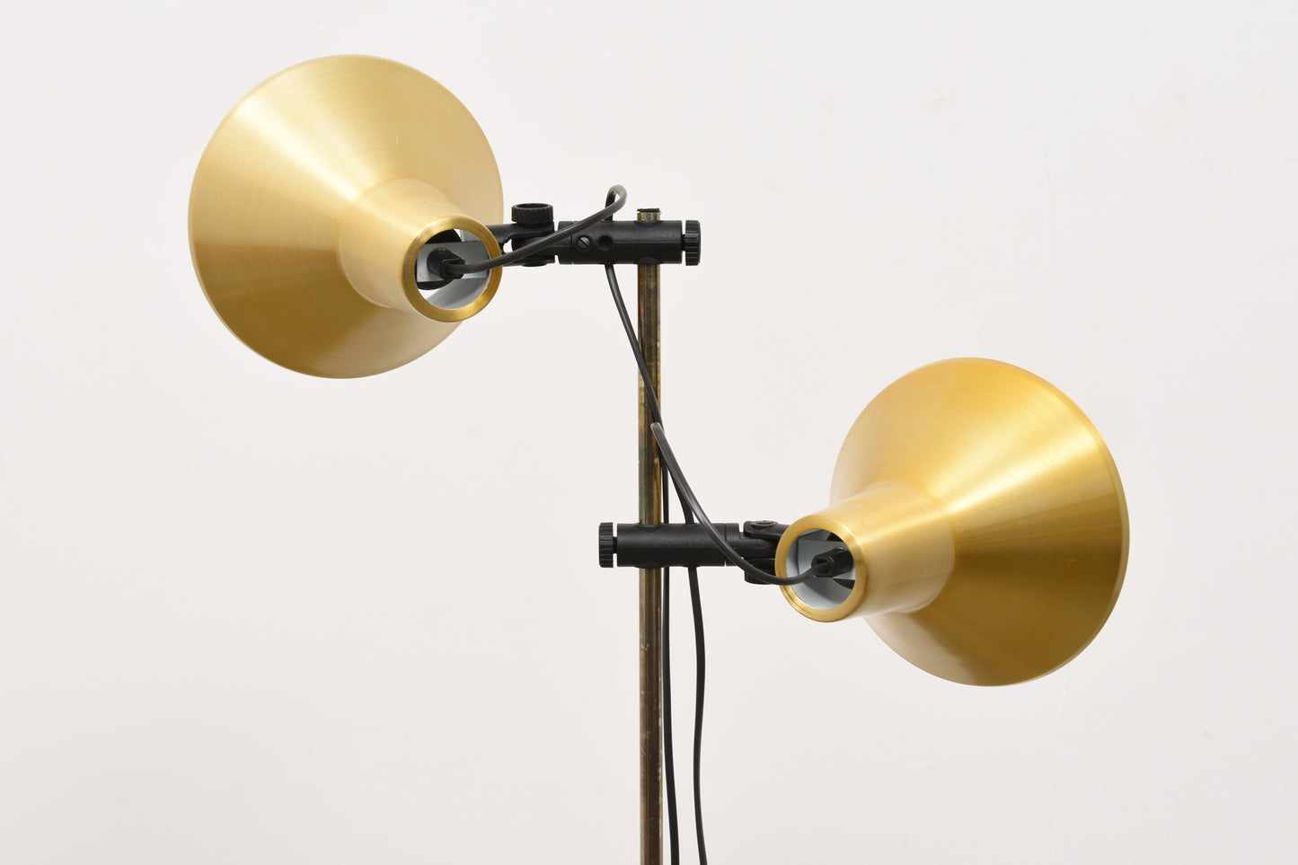 Vintage twin-headed brass floor lamp