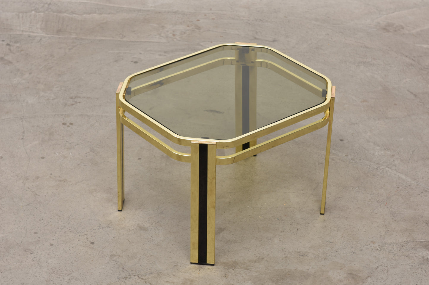 Two available: Brass + glass side tables