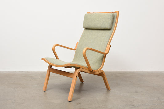 1970s high back lounger in beech
