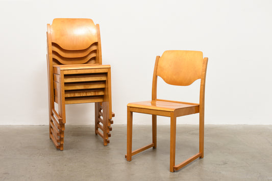 Four available: Stacking birch chairs by Sven Markelius