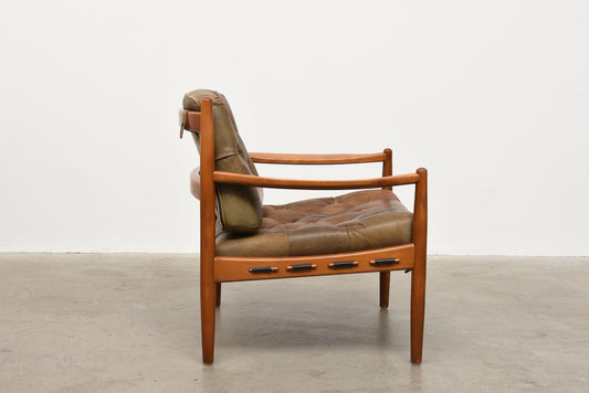 1950s leather + beech lounger by Ingemar Thillmark