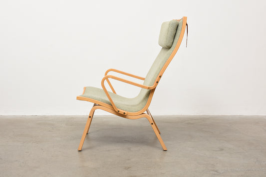 1970s high back lounger in beech