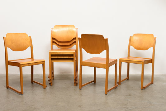 Four available: Stacking birch chairs by Sven Markelius