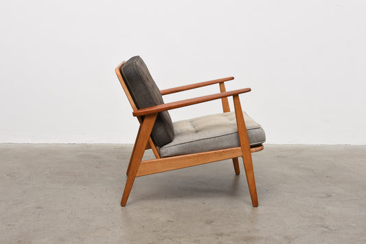 Choose your own fabric: 1950s teak + oak lounger