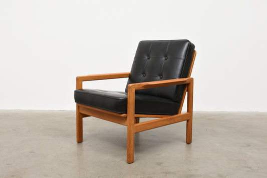 1960s oak + vinyl lounger