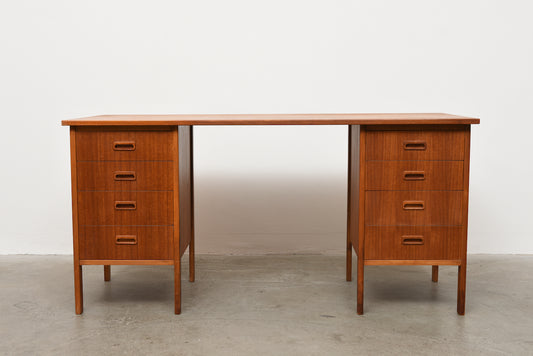 1960s twin pedestal desk in teak
