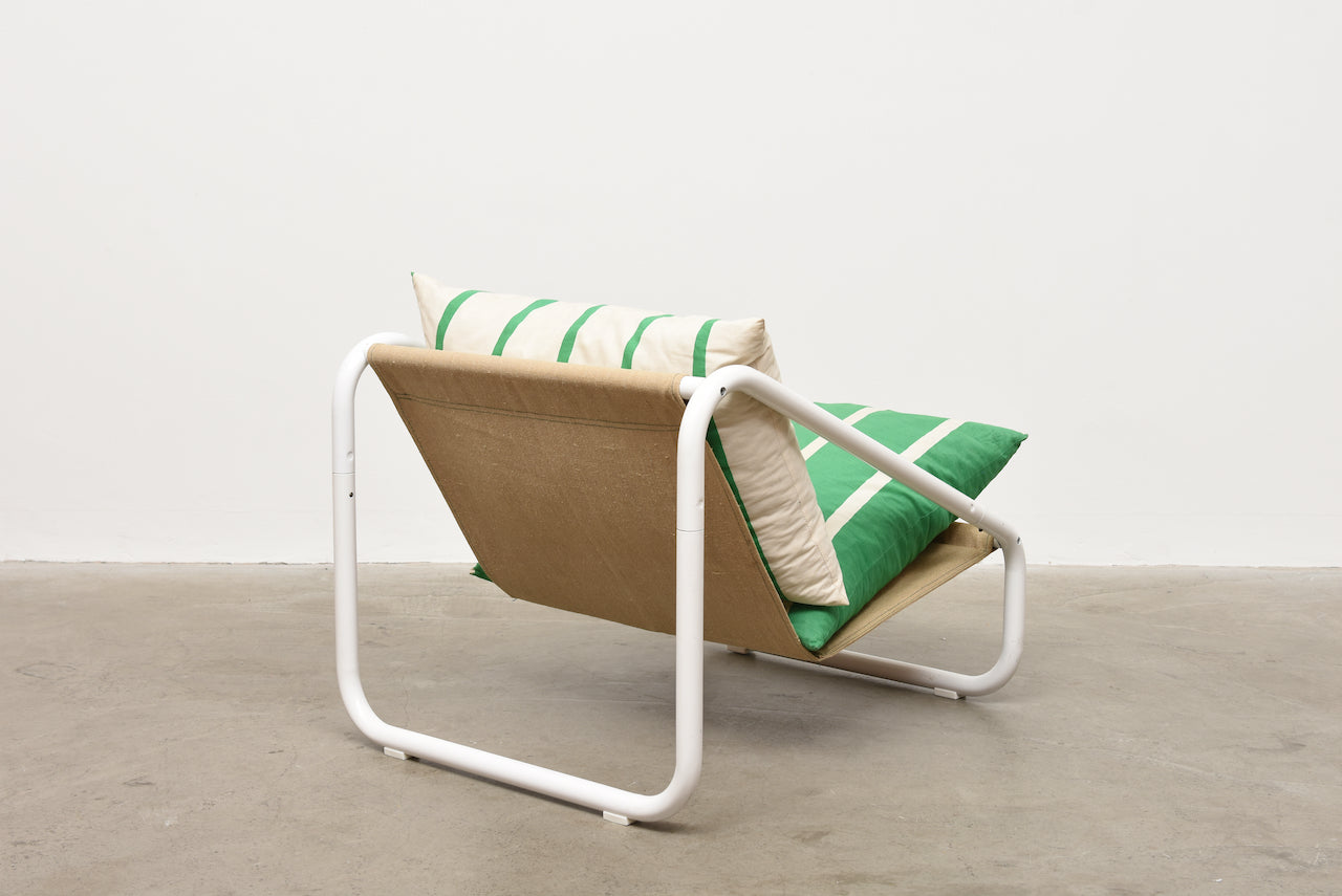 1980s metal + canvas lounger