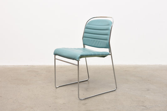 1980s leather + steel chair by Kenneth Bergenbladd
