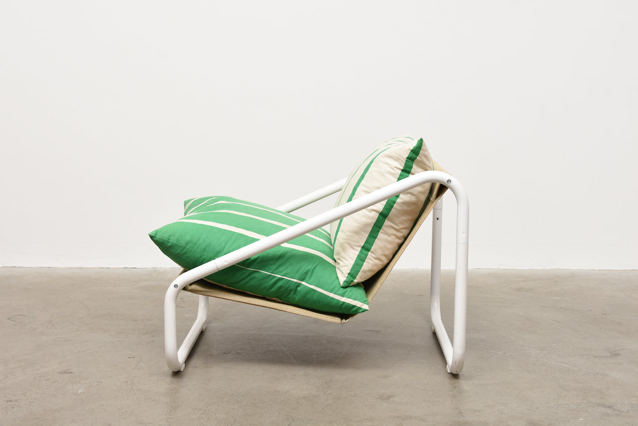 1980s metal + canvas lounger