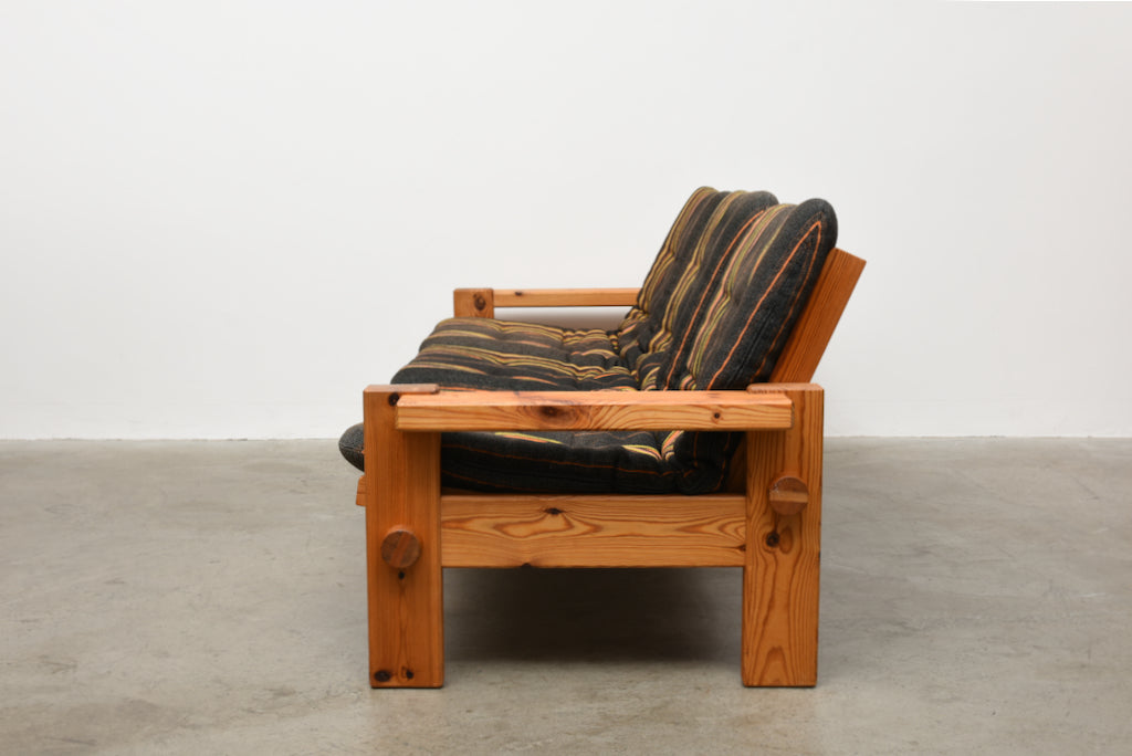 1970s Swedish pine sofa + foot stool