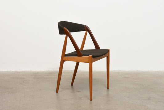 Includes new upholstery: 1960s teak + oak chairs by Kai Kristiansen