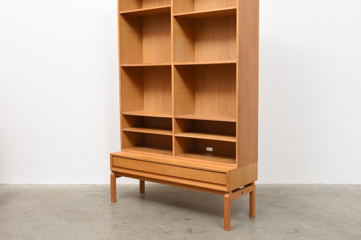 1960s oak bookcase with drawers