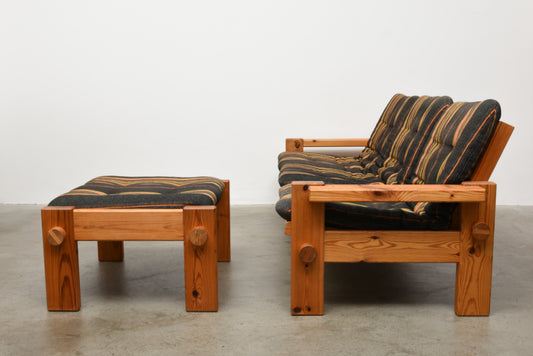 1970s Swedish pine sofa + foot stool