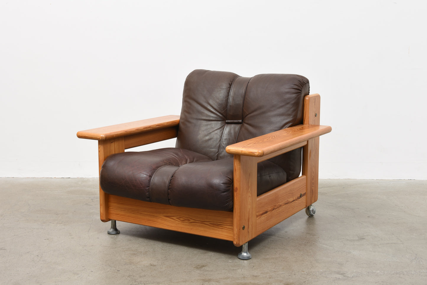 1970s Finnish pine + leather lounger