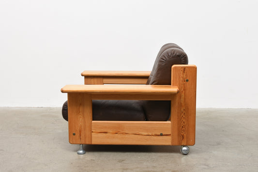 1970s Finnish pine + leather lounger