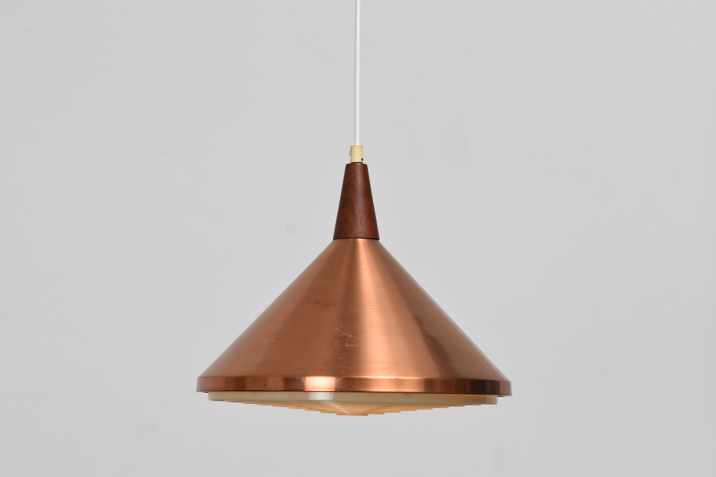 1960s copper + teak ceiling lamp