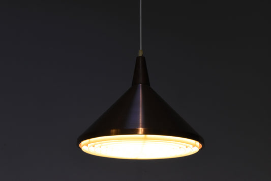 1960s copper + teak ceiling lamp