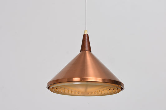 1960s copper + teak ceiling lamp