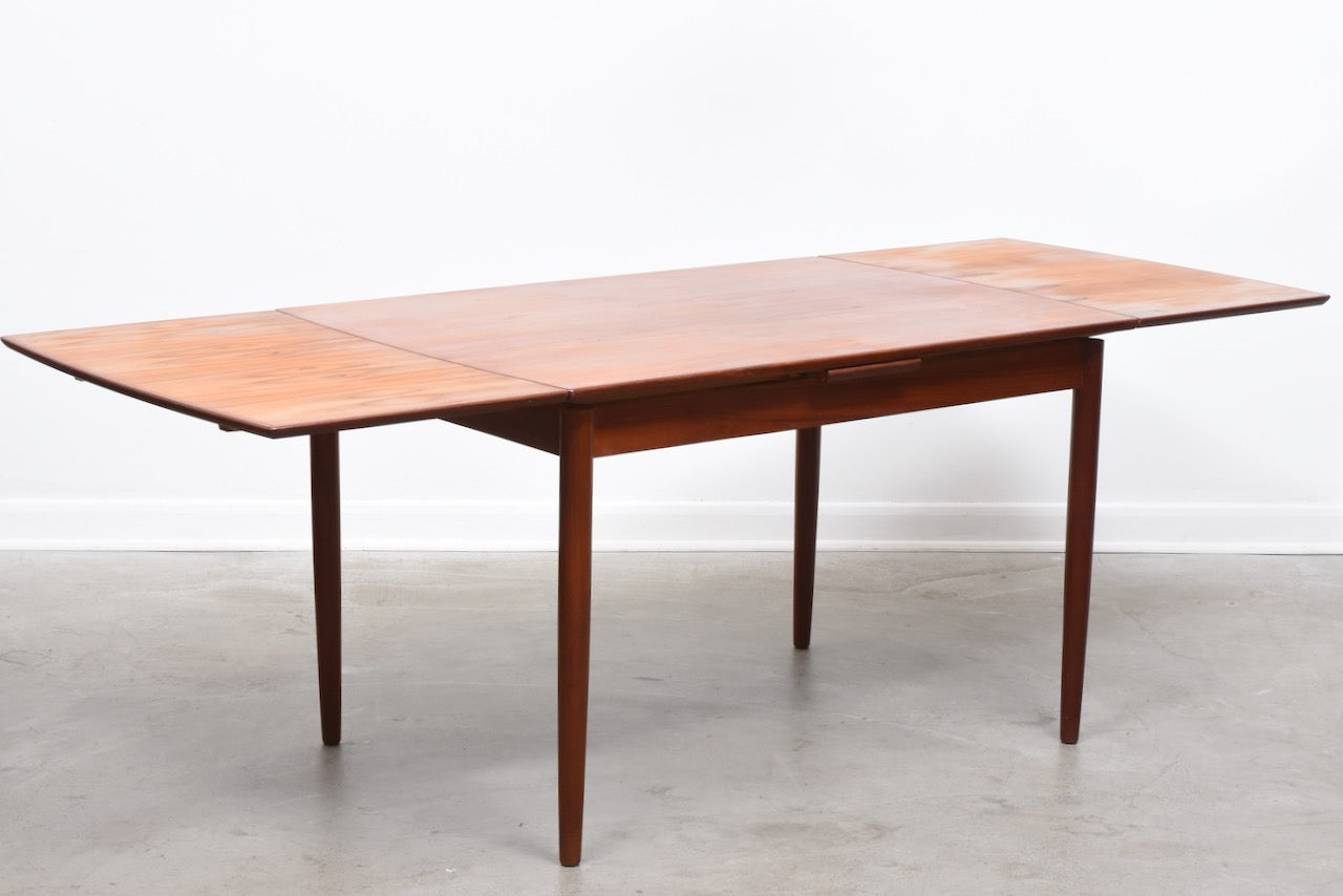 1960s extending teak dining table with curved sides