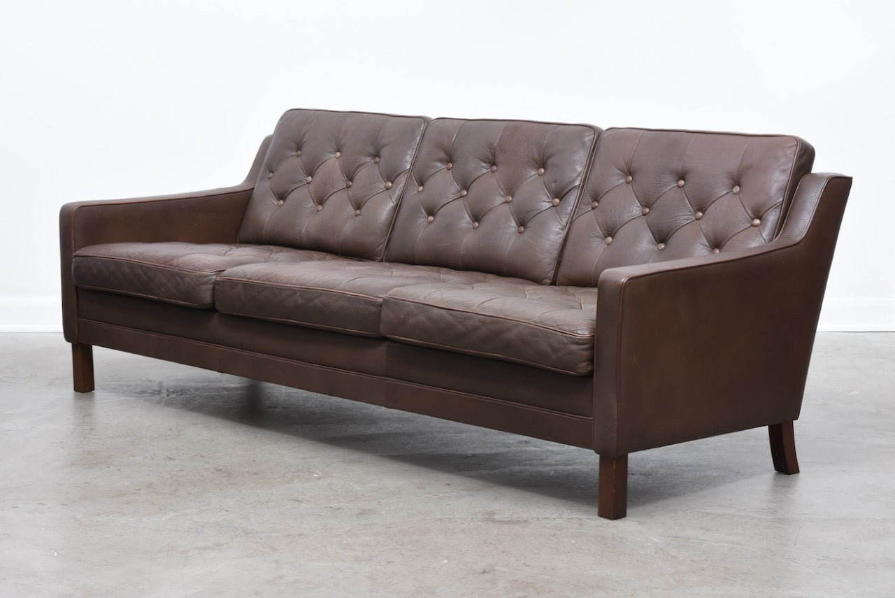 1960s three seat leather sofa