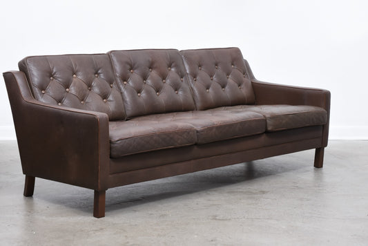 1960s three seat leather sofa