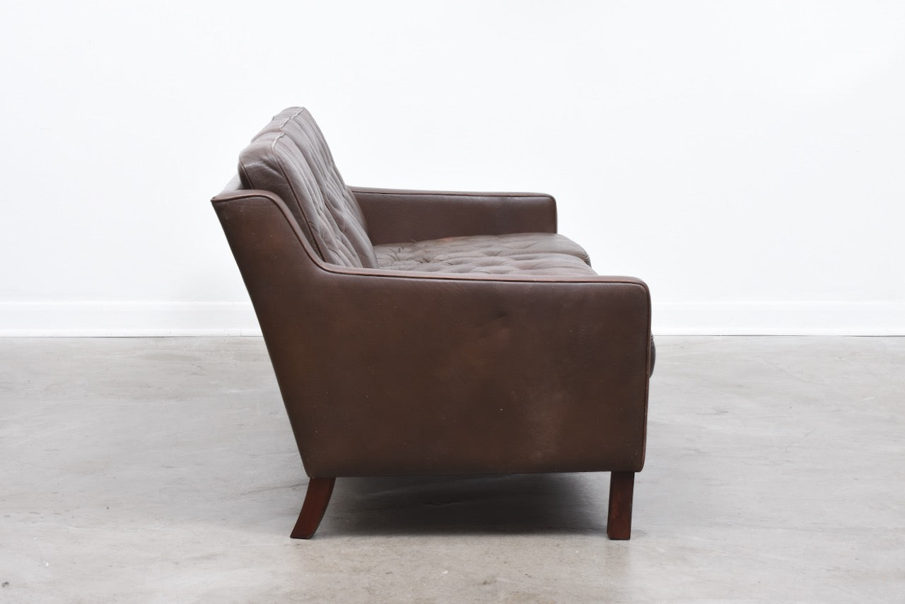 1960s three seat leather sofa