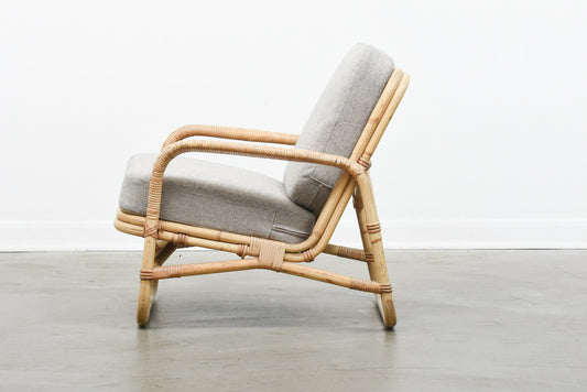 1960s bamboo lounge chair with new wool cushions