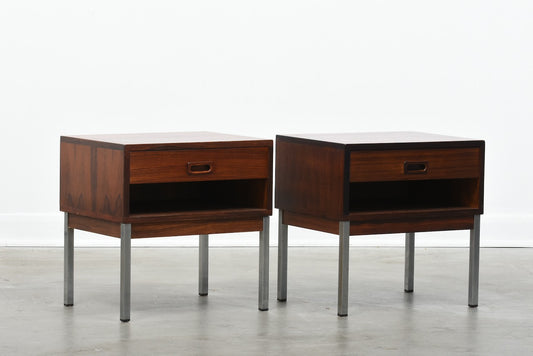 Pair of rosewood bedside tables by Nipu