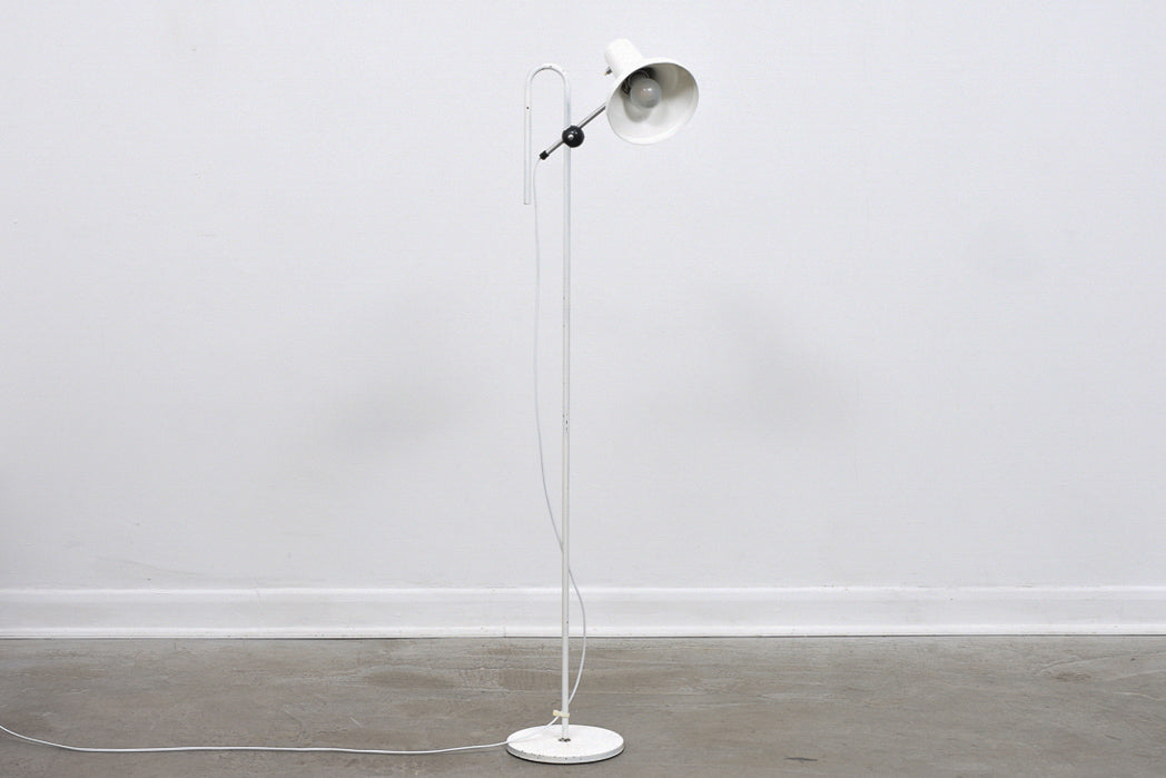 Vintage white floor lamp with curved stem