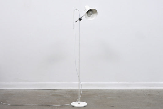 Vintage white floor lamp with curved stem