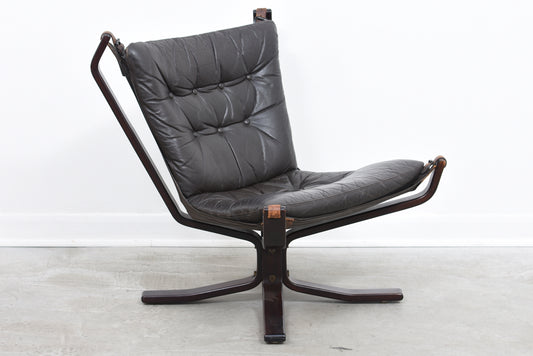 1970s leather + beech lounger