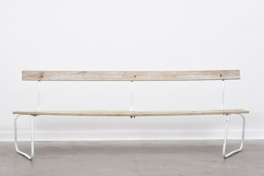 1960s Swedish pine + metal bench