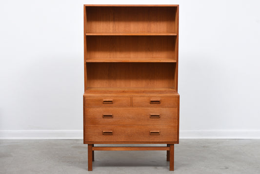 Oiled oak bookcase + drawers