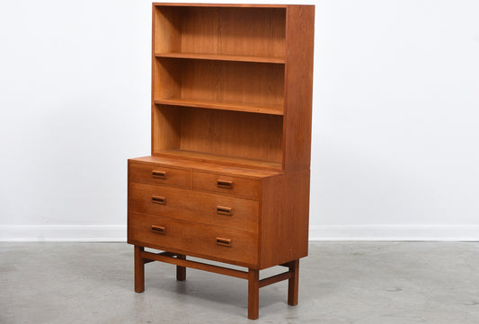 Oiled oak bookcase + drawers