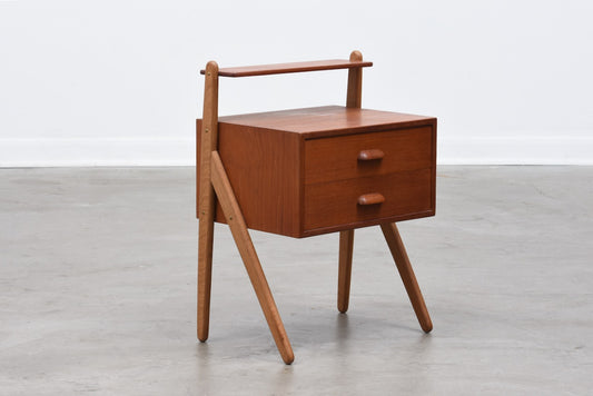 1960s teak + oak bedside table