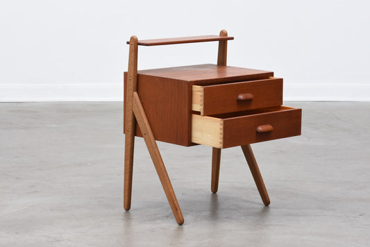 1960s teak + oak bedside table