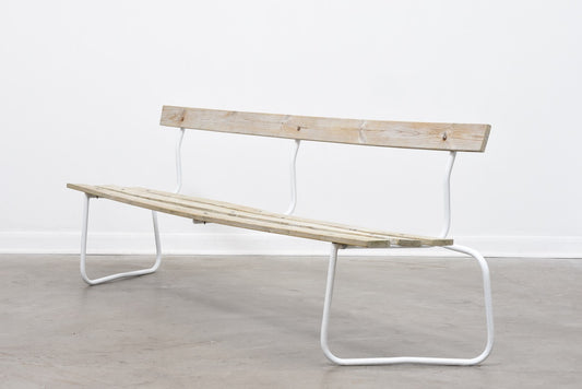 1960s Swedish pine + metal bench