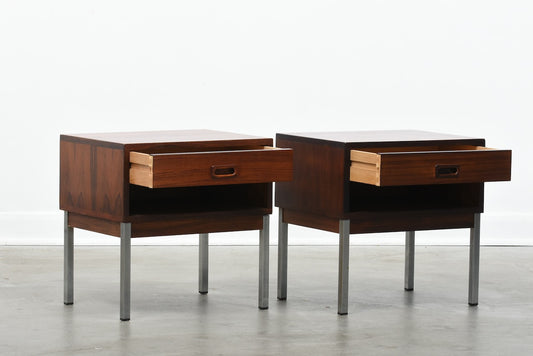 Pair of rosewood bedside tables by Nipu