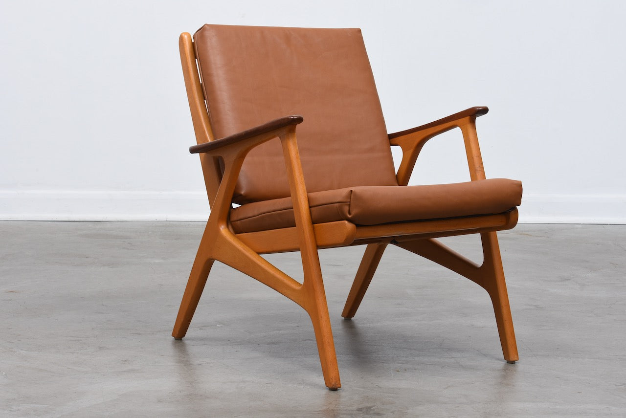 1960s Swedish lounger with teak arms