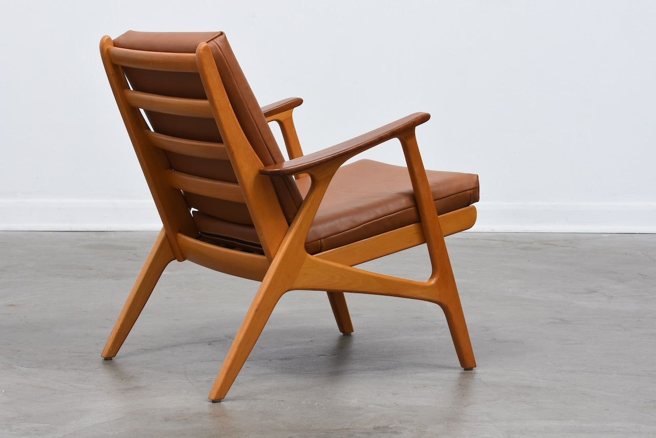 1960s Swedish lounger with teak arms