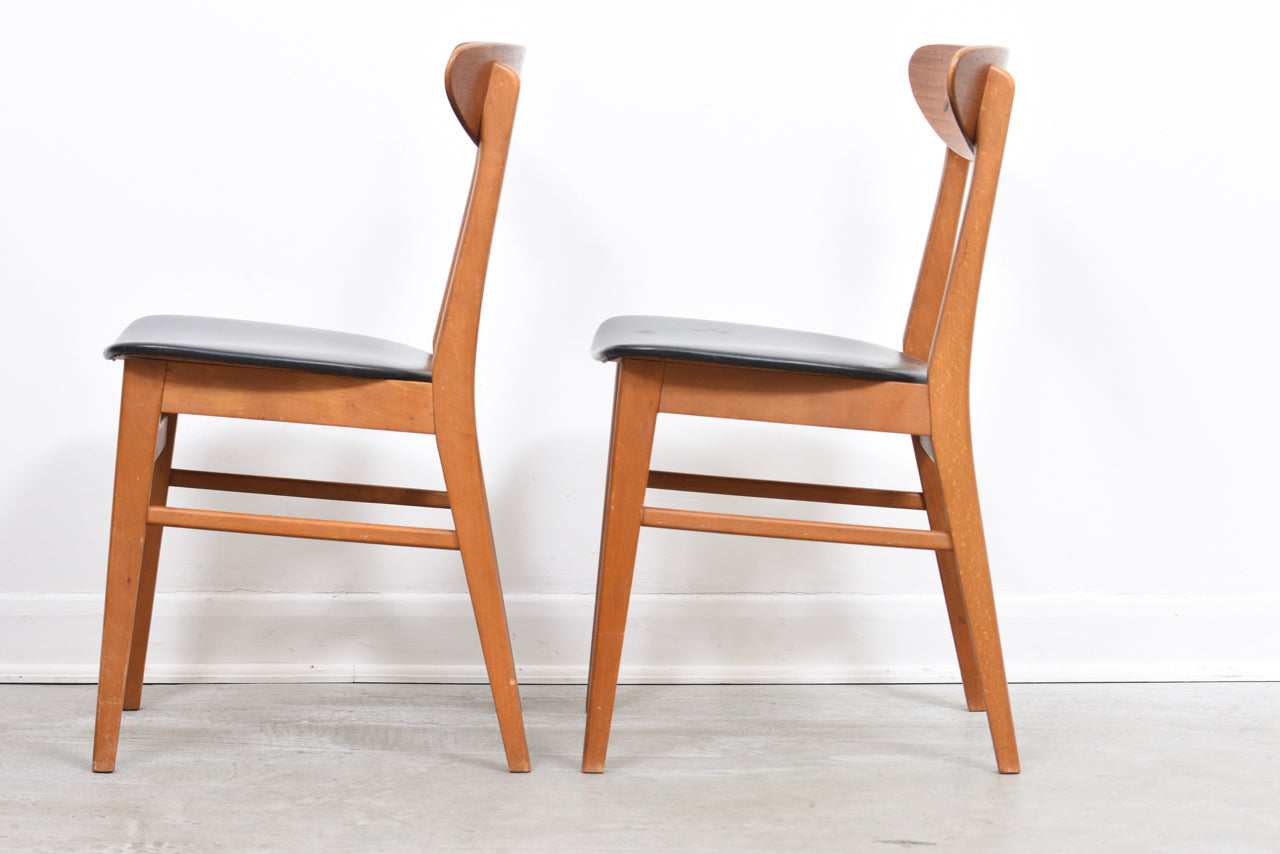 Two available: Teak + beech dining chairs by Farstrup