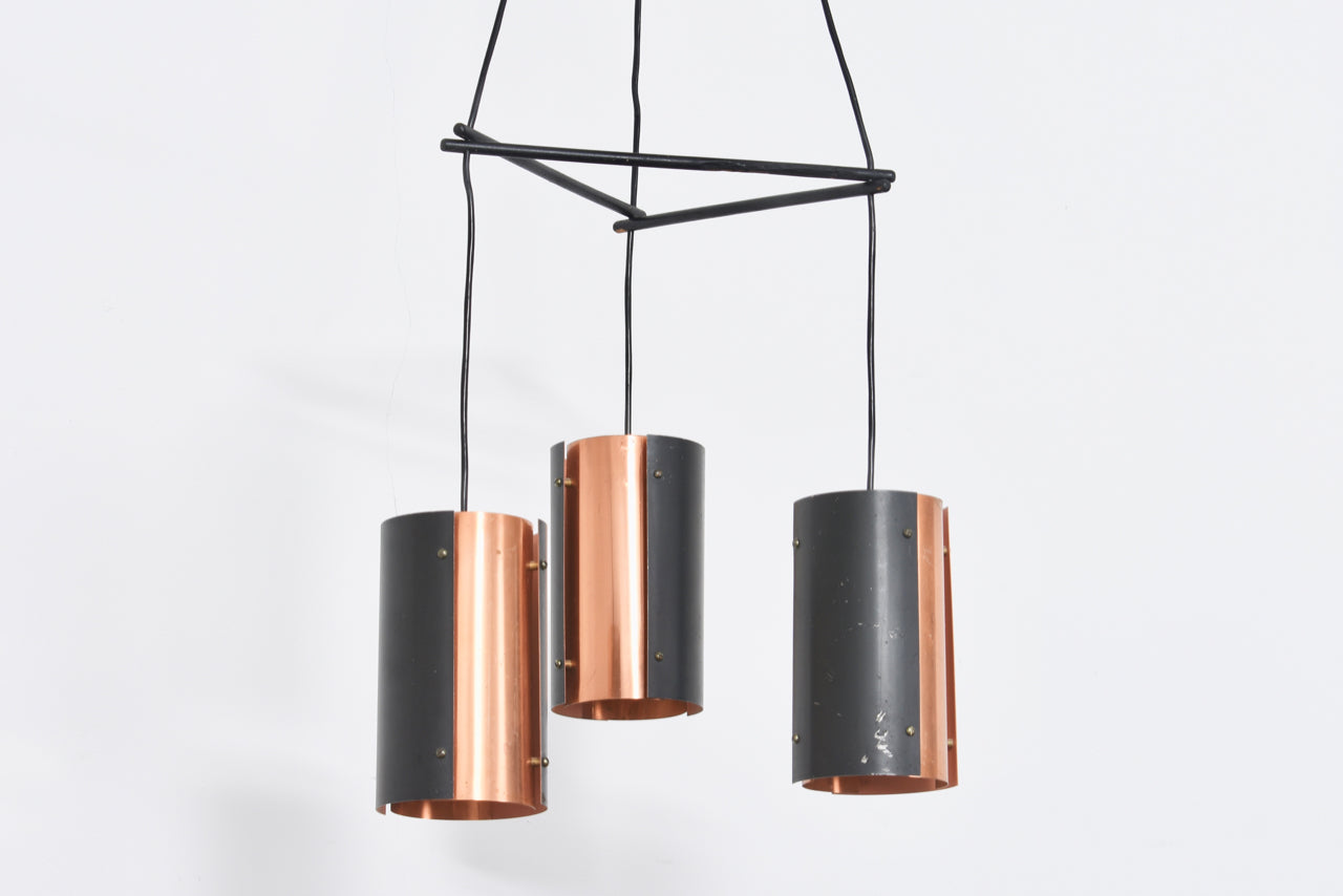 1960s copper + black metal chandelier