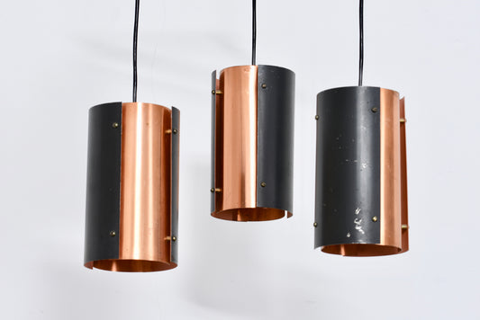 1960s copper + black metal chandelier