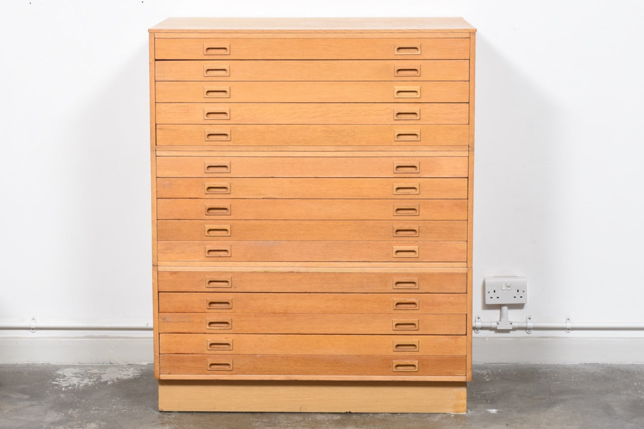 1960s oak plan chest