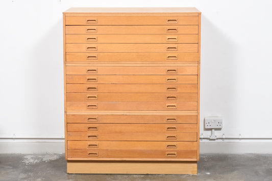 1960s oak plan chest